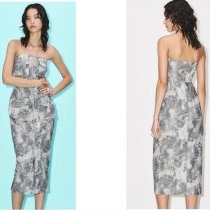 Zara gray camo cargo strapless midi maxi tube dress bodycon bloggers fave M NWOT